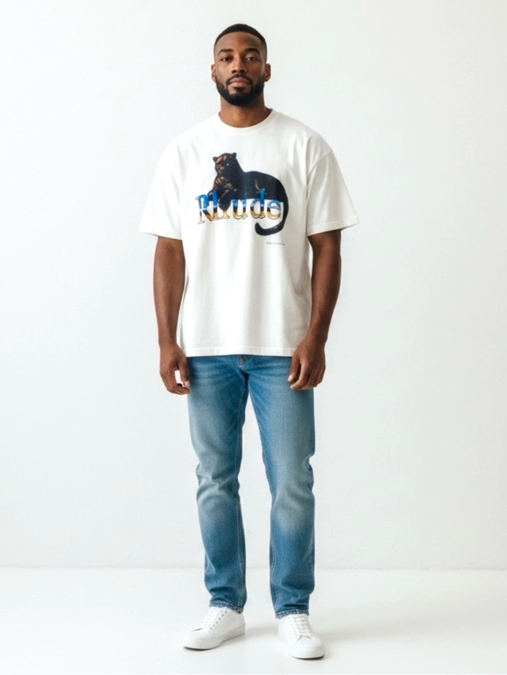 Authentic Rhude Panther Tee T-Shirt White Black Panther Logo Graphic SS21 XL